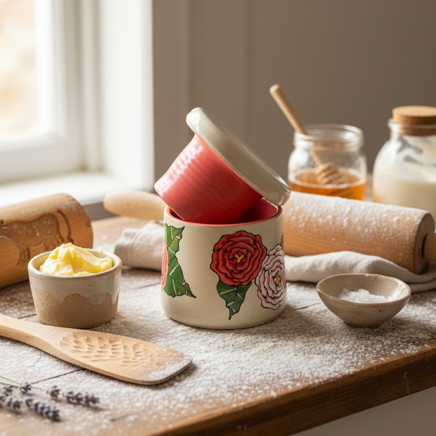 Cottage Peony Ceramic French Butter Bell