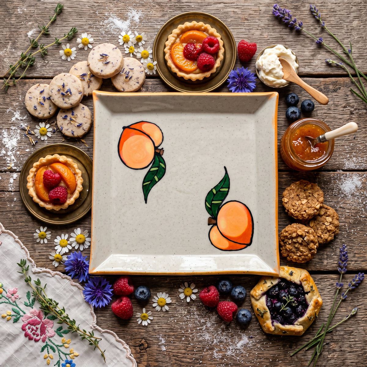 Square Plates Heritage Peach