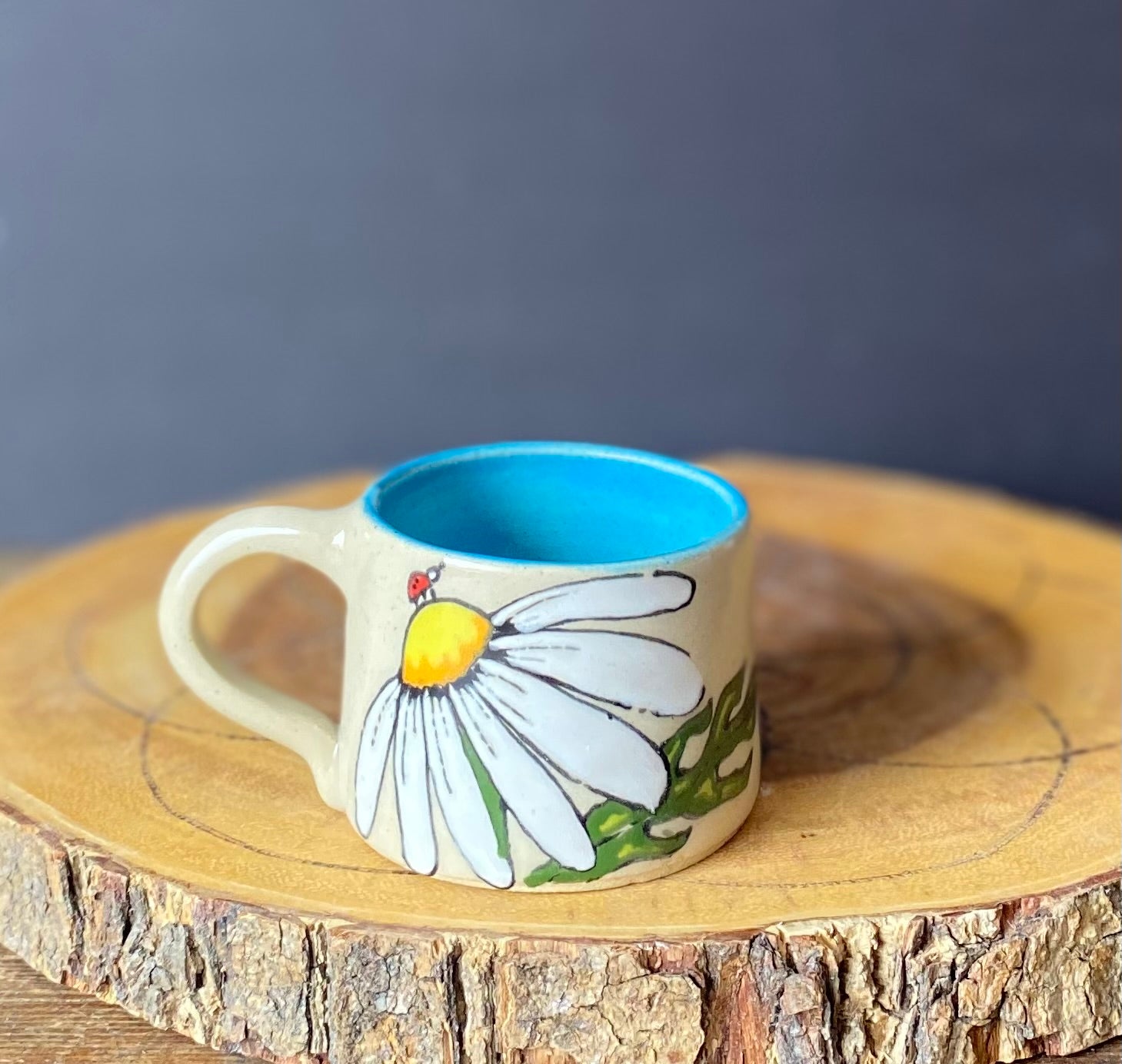 Daisy Wheel Thrown Hand Painted Espresso Mugs